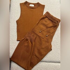 ACOA Casual Brown Sleeveless and Joggers Set